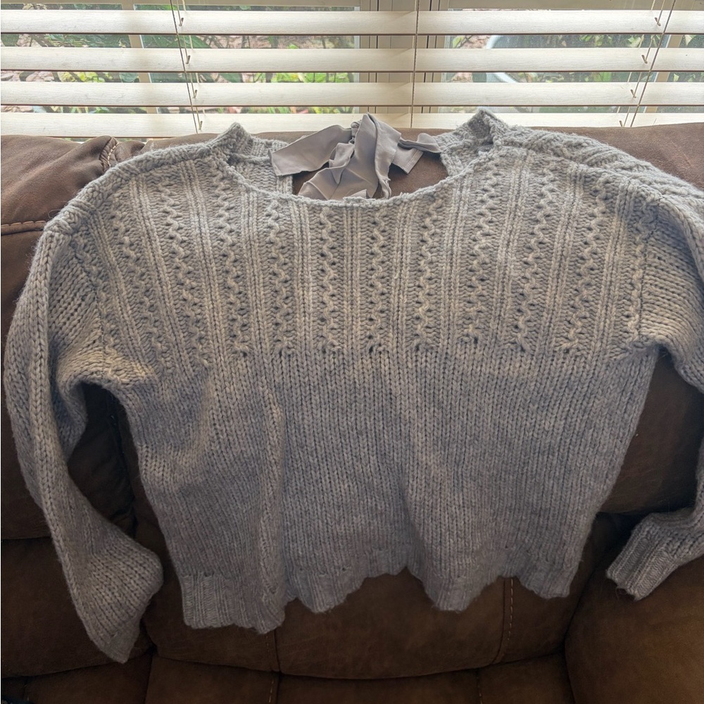 American Eagle Outfitters Gray Off-the-Shoulder Sweater
